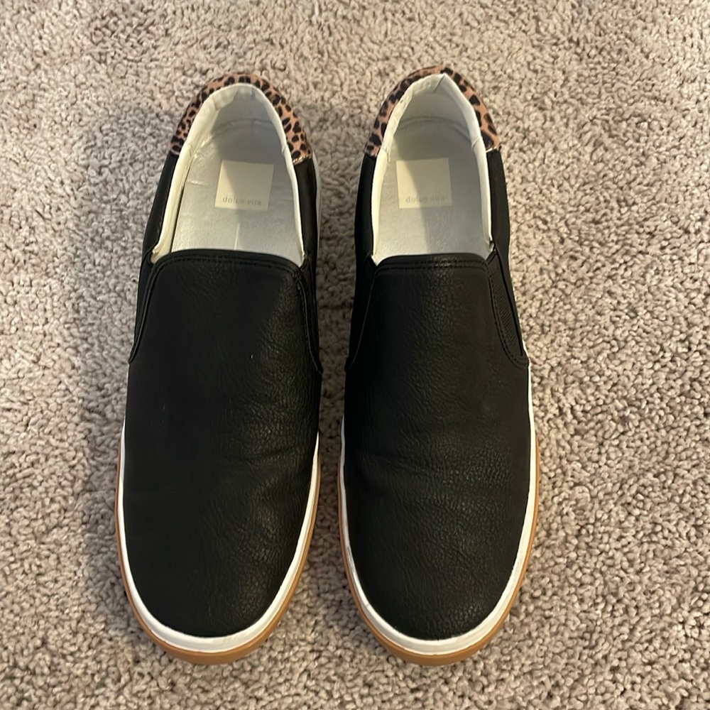 Dolce Vida Black Slip-Ons with accents